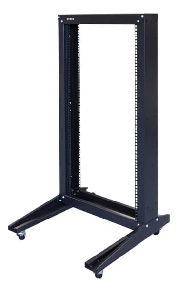 TOTEN, 19"" öppet golvtstativ med hjul, 22U, 600x600, max 150kg, svart