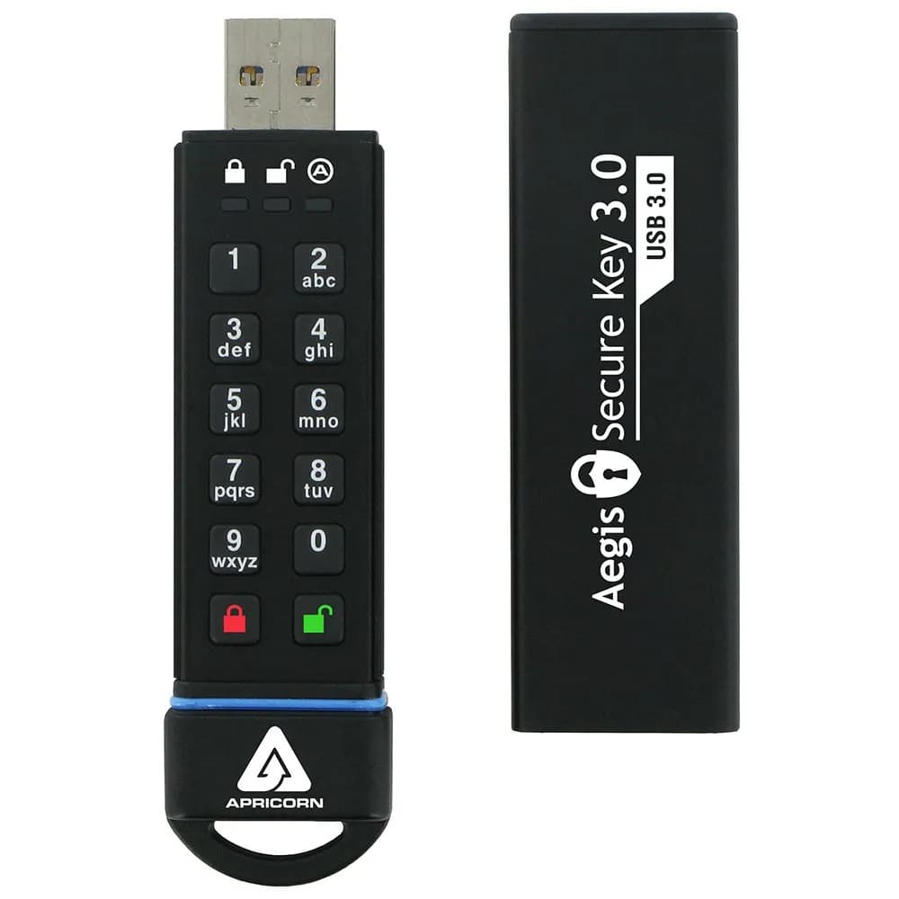 Apricorn Aegis Secure Key 3.0 USB 3.2 Gen 1 30 Gt -muistitikku, musta