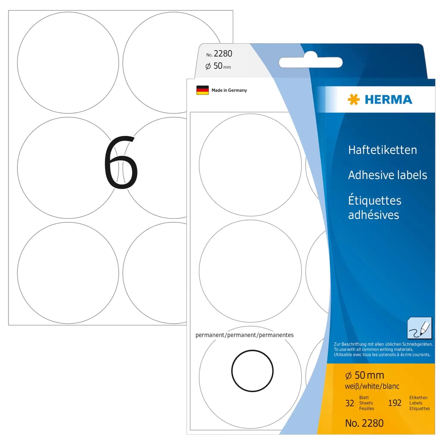 Herma label manual ø50 white (192)