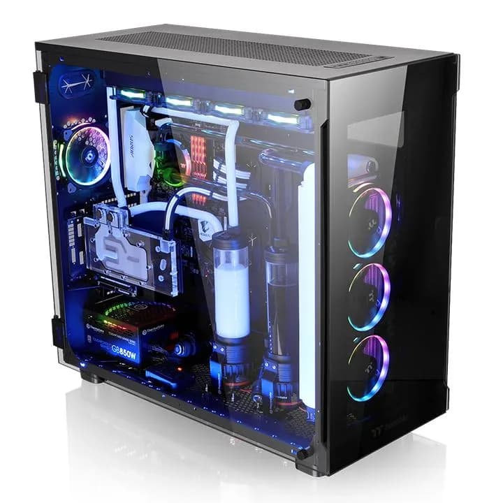 Thermaltake View 91 -täystornikotelo ikkunalla ja RGB-valaistuksella, musta