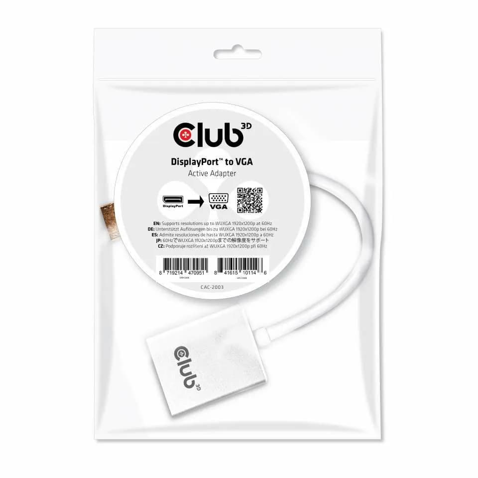 Club 3D DisplayPort – VGA -adapteri, Valkoinen