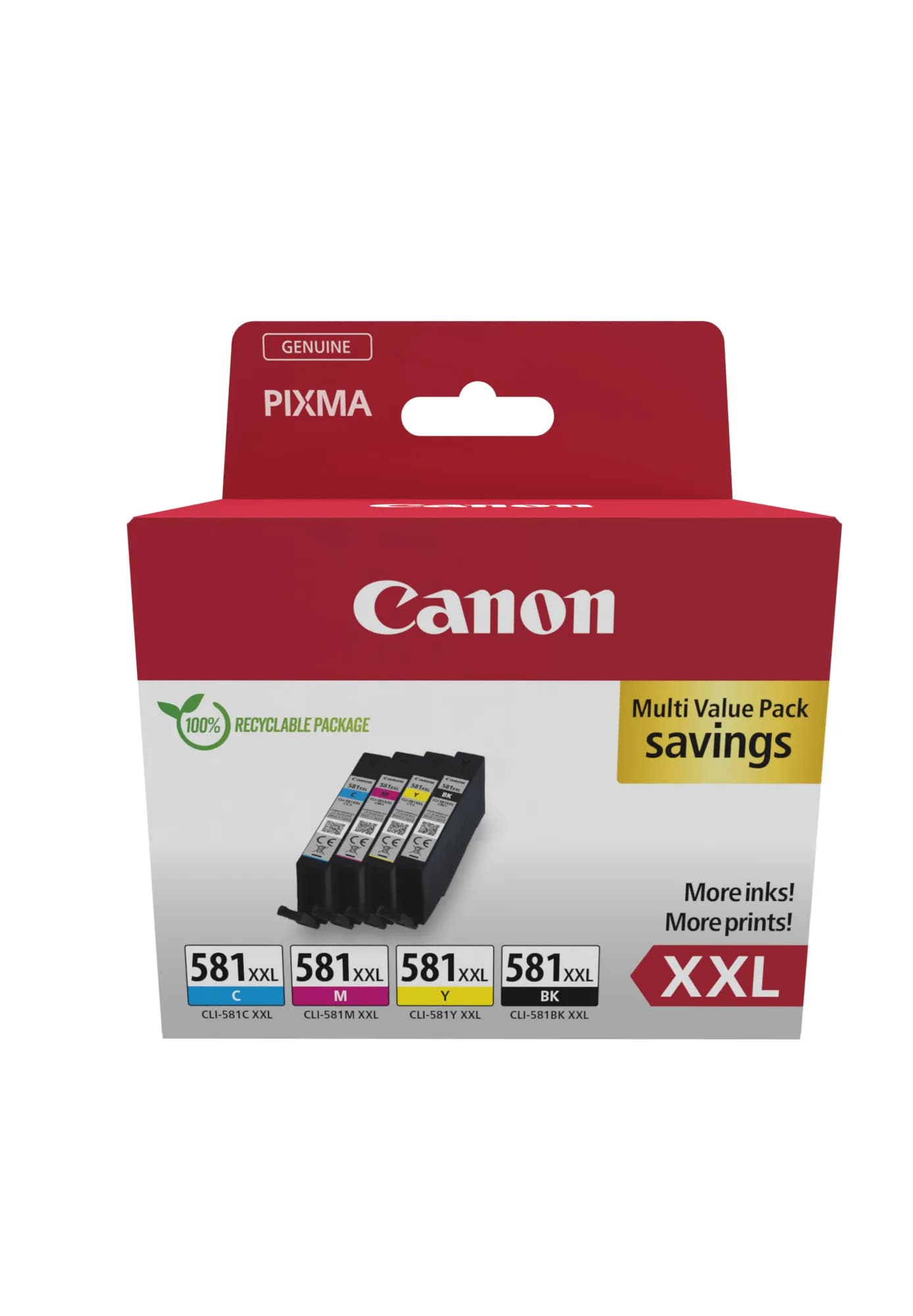 Canon CLI-581XXL-mustekasettipakkaus, musta, syaani, magenta, keltainen, 4 kpl