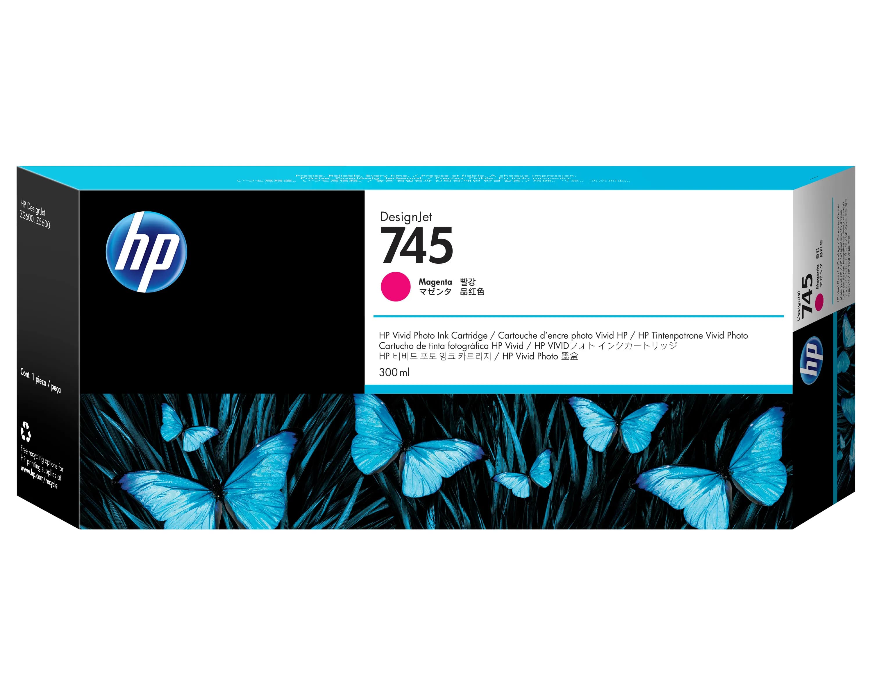 HP 745 -mustekasetti, 300 ml, magenta