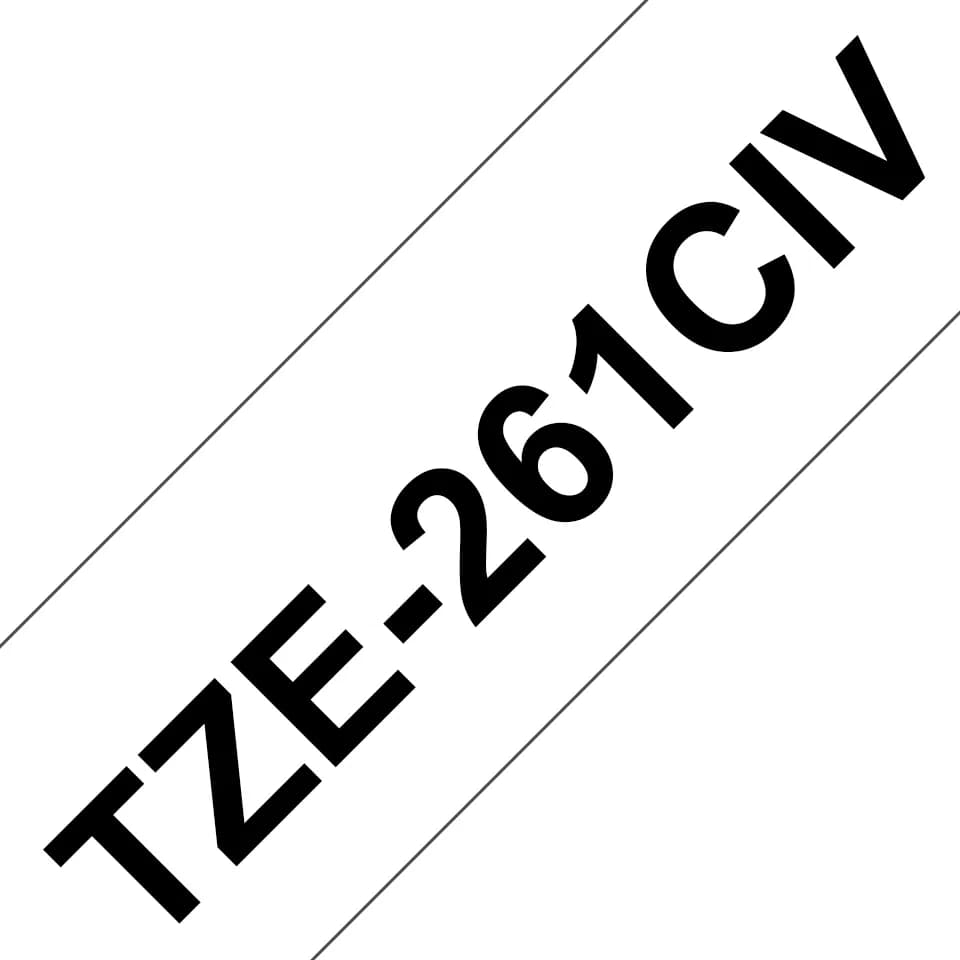 BROTHER TZE-261CIV 36 mm x 8 m Laminoitu tarranauha, musta valkoisella