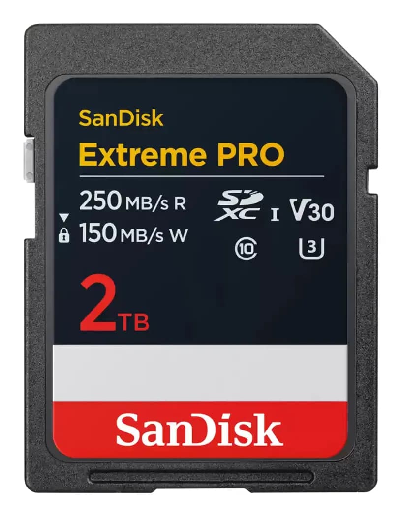 SanDisk Extreme PRO 2 Tt SDXC UHS-I U3 V30 -muistikortti, musta