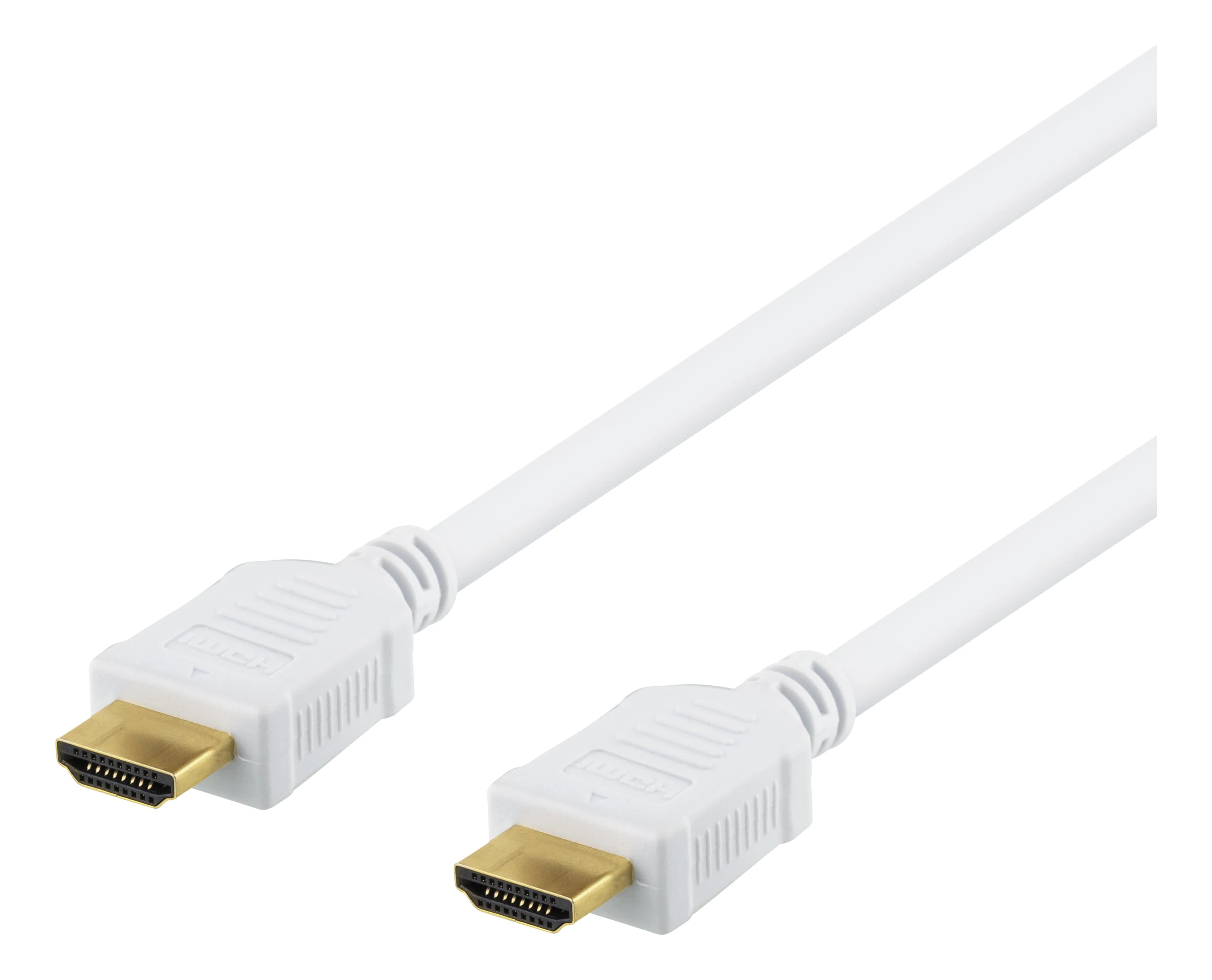 Deltaco HDMI 2.0 Flat -kaapeli, jossa Ethernet, 7 m, valkoinen