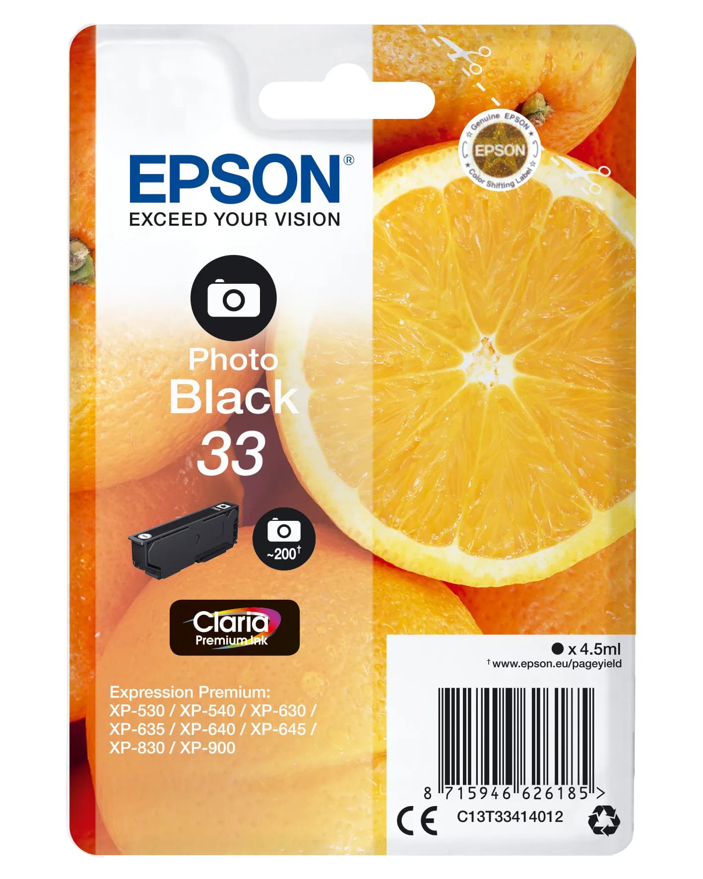 Epson 33 -mustekasetti, 4.5 ml, valokuvamusta