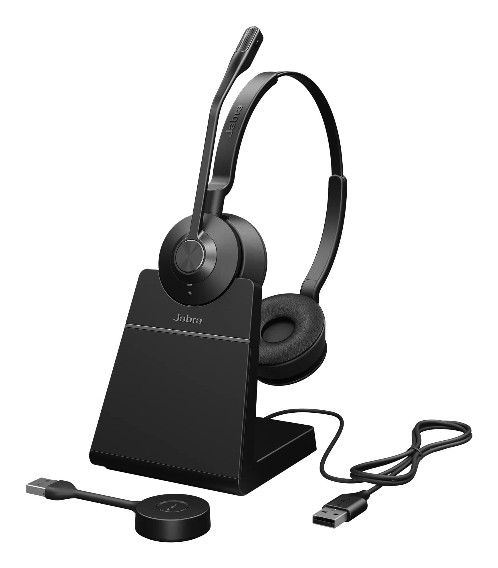 Jabra Engage 55 SE UC -langaton stereokuulokemikrofoni + Link 400a DECT -sovitin ja pöytäteline, musta
