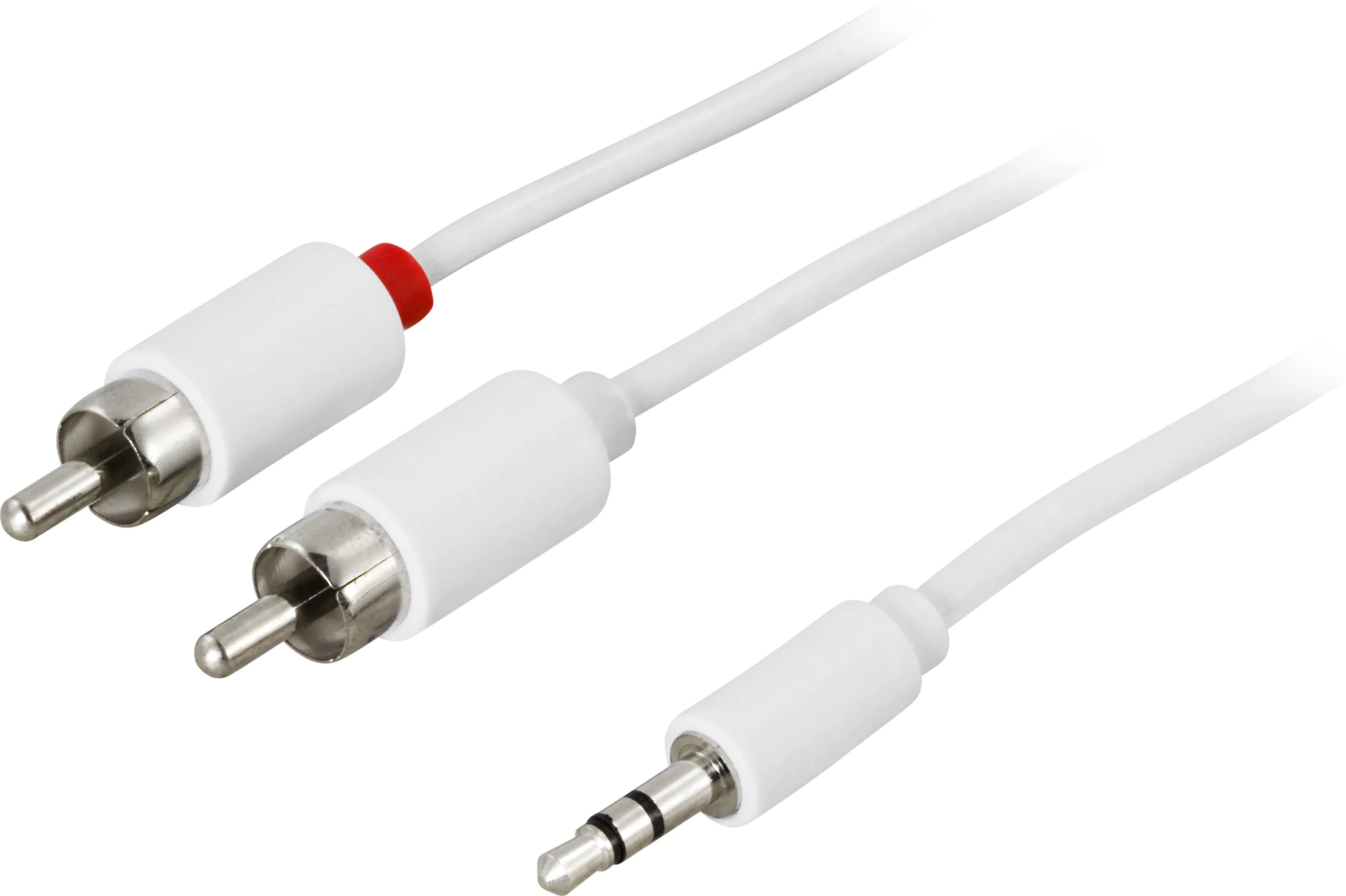 Deltaco MM-143B 3,5 mm – 2x RCA -audiokaapeli, 10 m, valkoinen