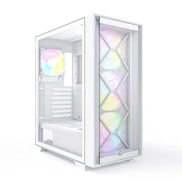 Montech AIR 1000 Premium -miditornikotelo RGB-valaistuksella, valkoinen