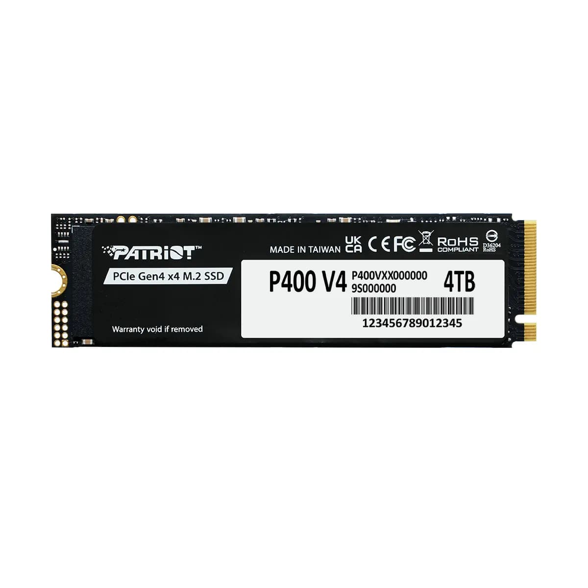 Patriot P400 V4 1 Tt M.2 PCIe 4.0 x4 -SSD-levy, musta