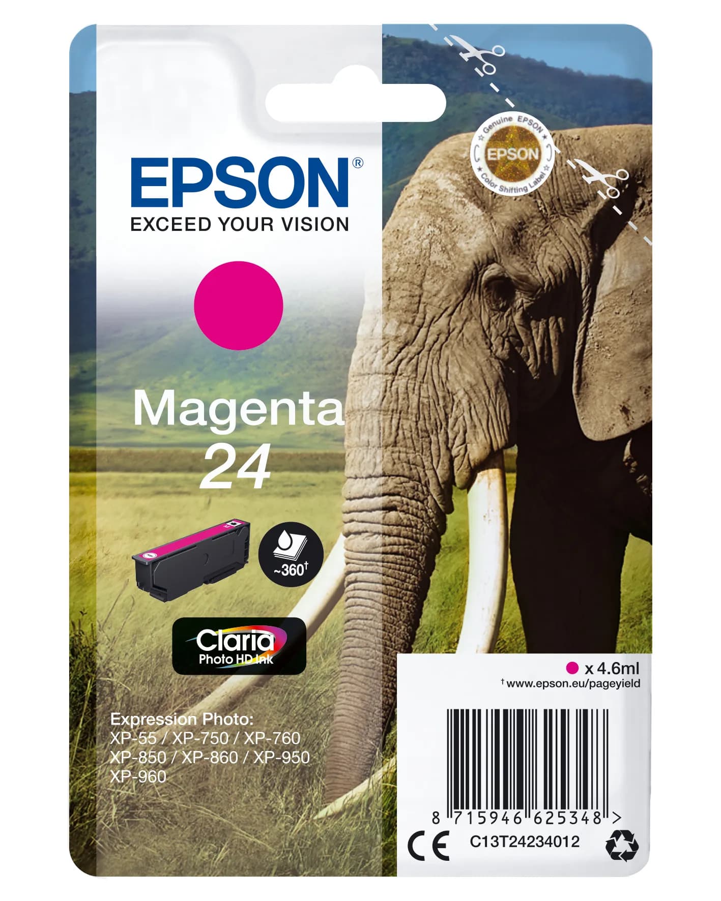 Epson 24 -mustekasetti, 4.6 ml, magenta