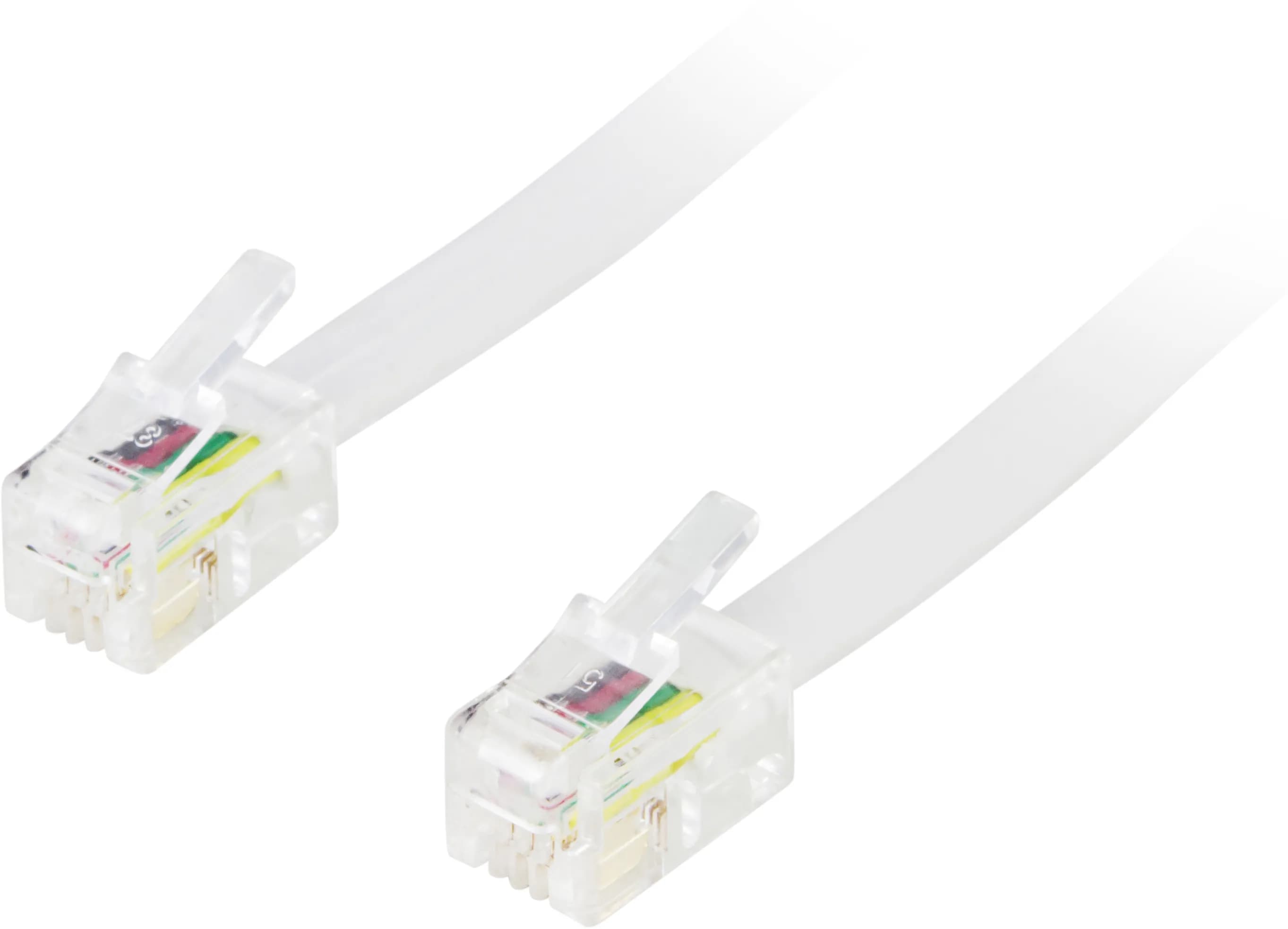 Deltaco 4P4C (RJ9/RJ10/RJ22) 1.5m -puhelinkaapeli, valkoinen