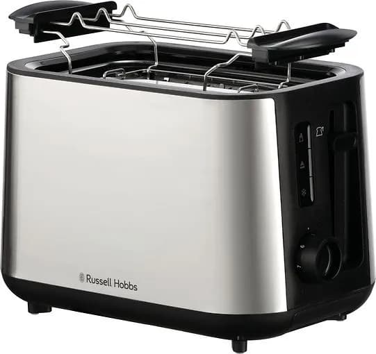 Russell Hobbs Heaton -leivänpaahdin, 2 viipaleita, harjattu ruostumaton teräs mustilla yksityiskohdilla