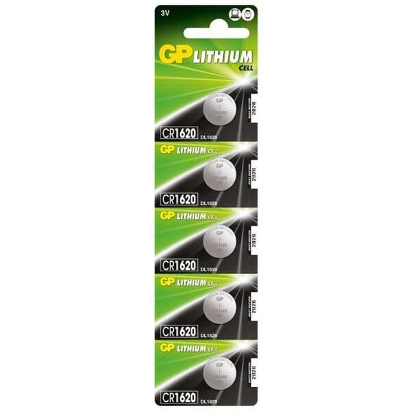 GP Batteries Lithium Cell Battery - CR1620, 5-pack