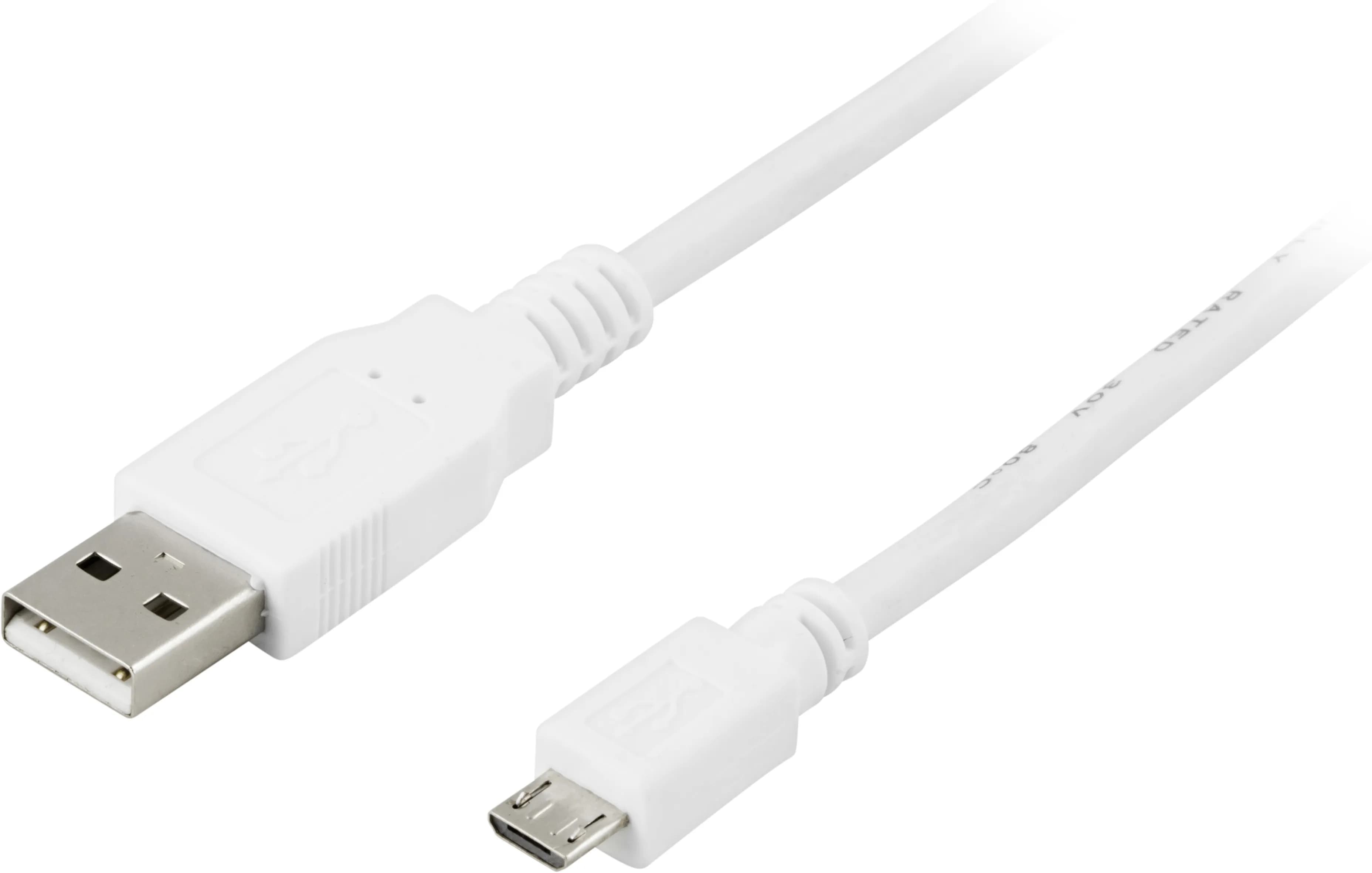 Deltaco Micro USB -kaapeli, 0,25 m, valkoinen