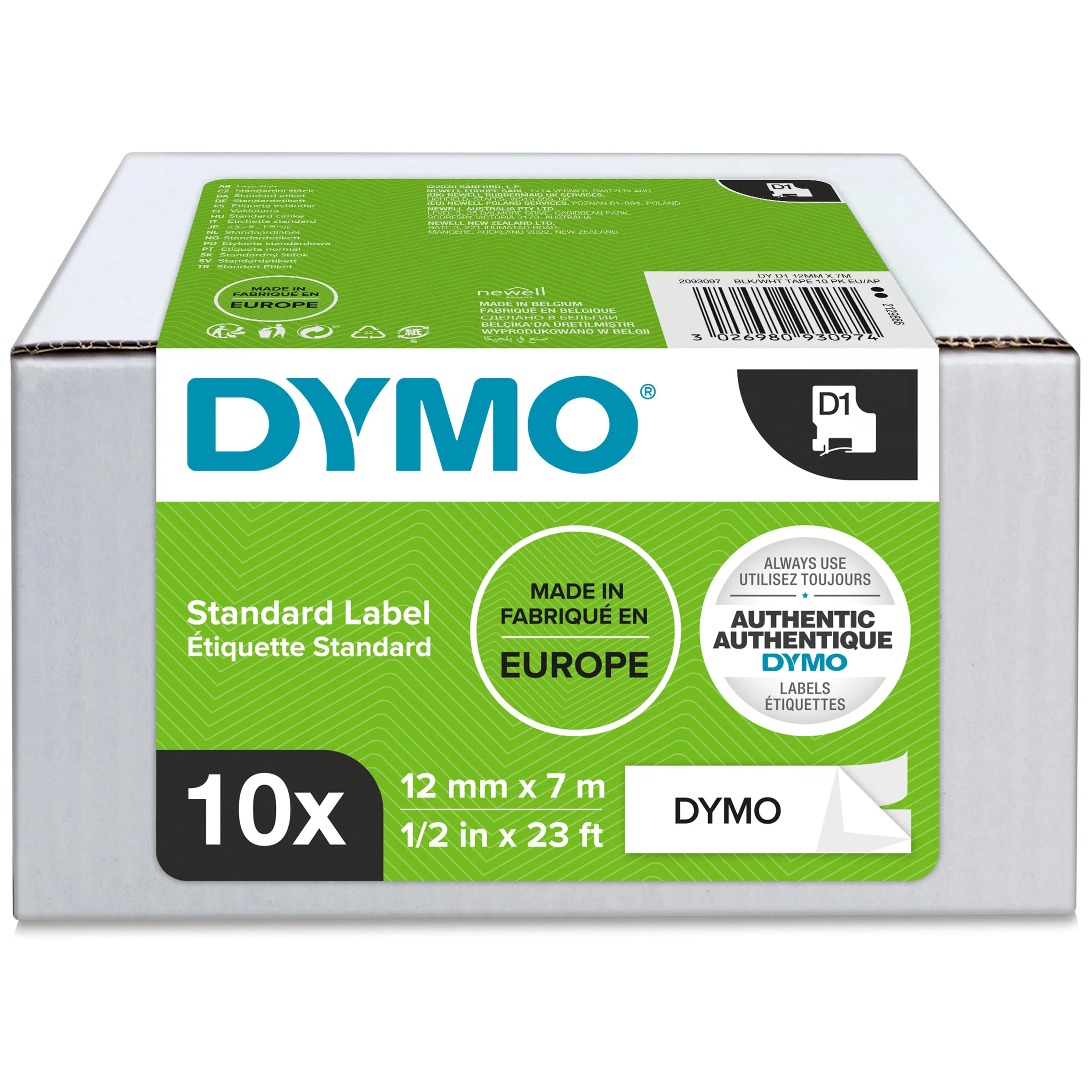 Tape D1 12mmx7m black/white (10)
