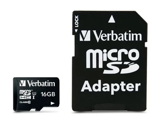 Verbatim Premium 16 Gt MicroSDHC UHS-I U1 V10 A1 -muistikortti + SD-adapteri, musta