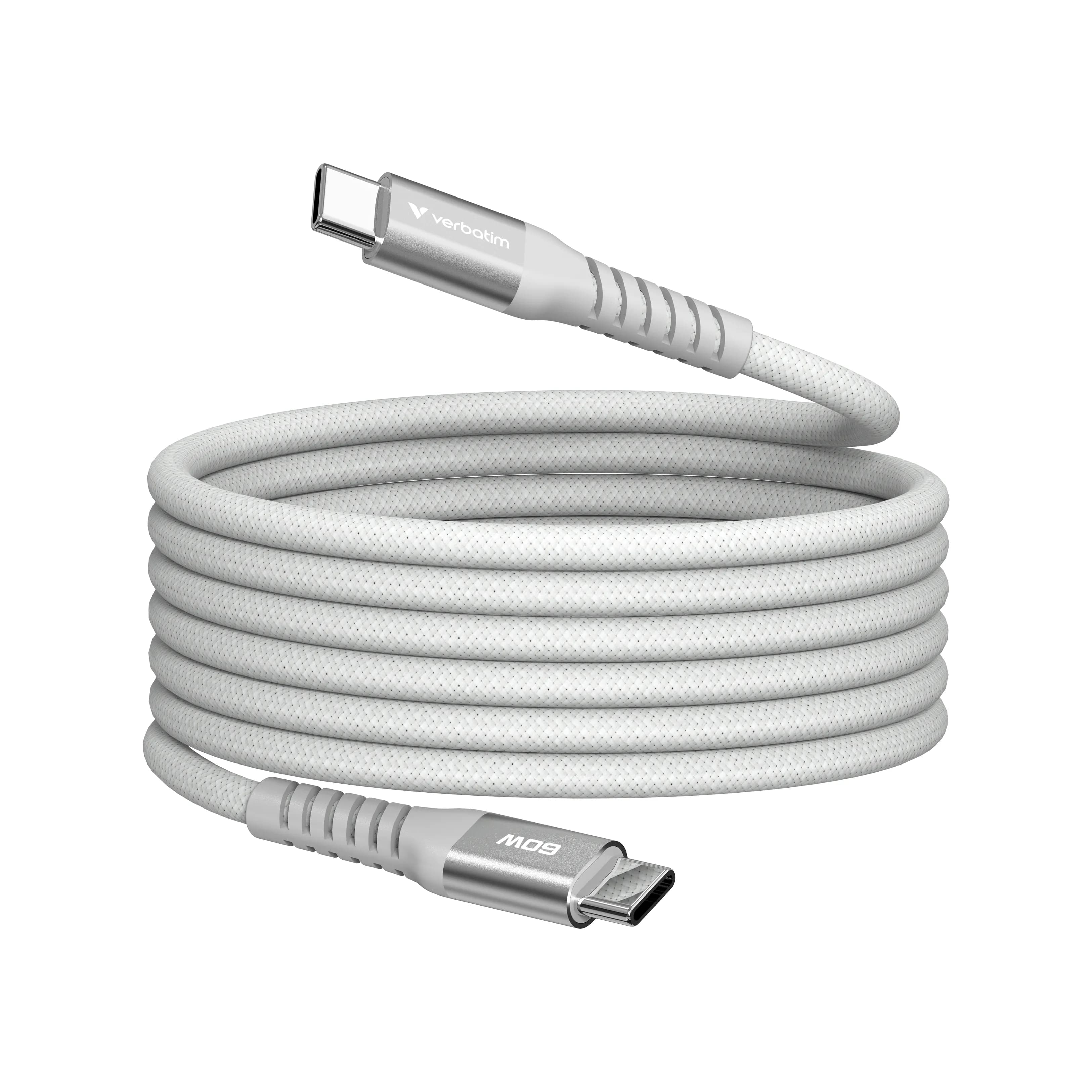 Verbatim Sync & Charge Magnetic USB-C -kaapeli, 60 W, 1,2 m, harmaa