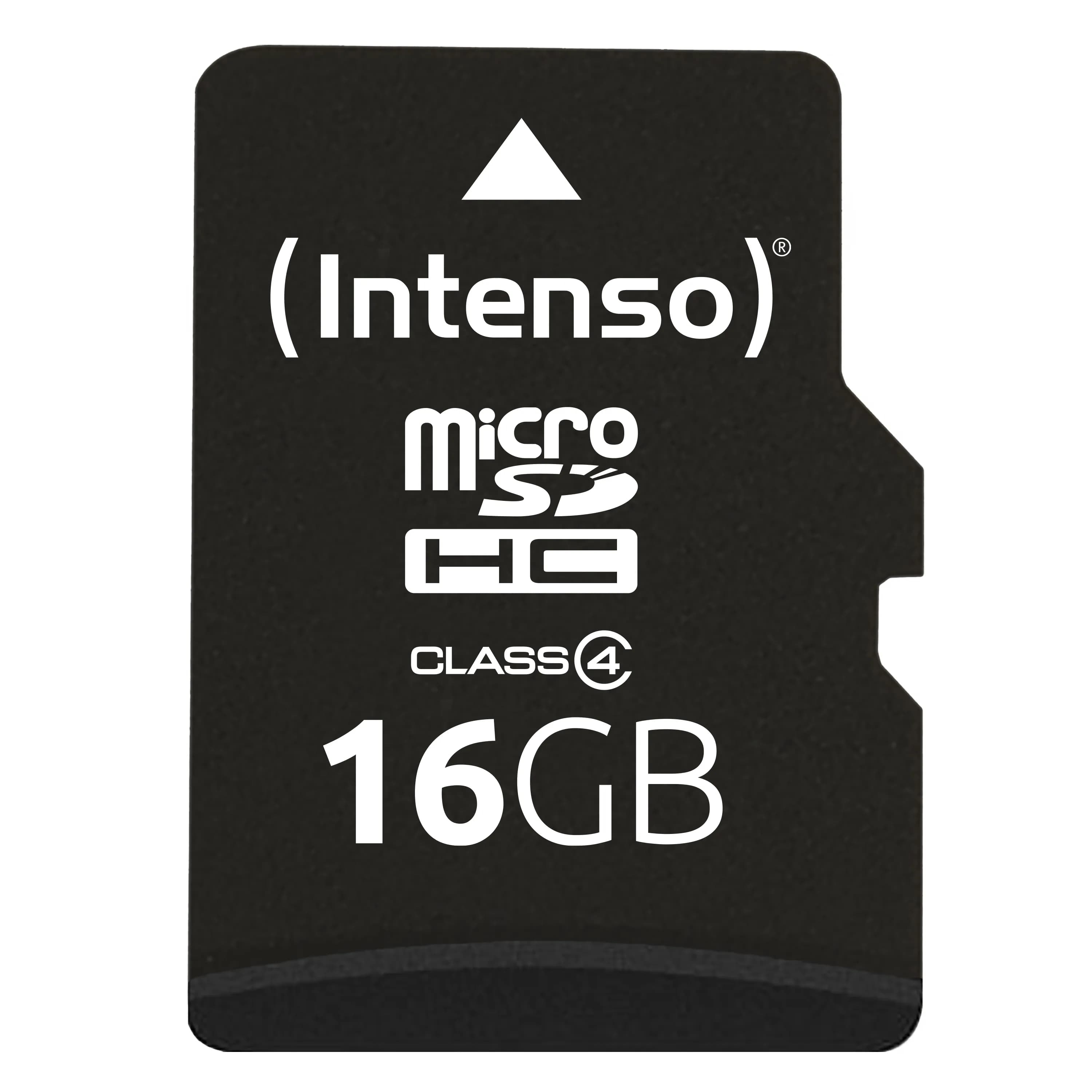 Intenso 16 Gt MicroSDHC Class 4 -muistikortti + SD-adapteri, musta
