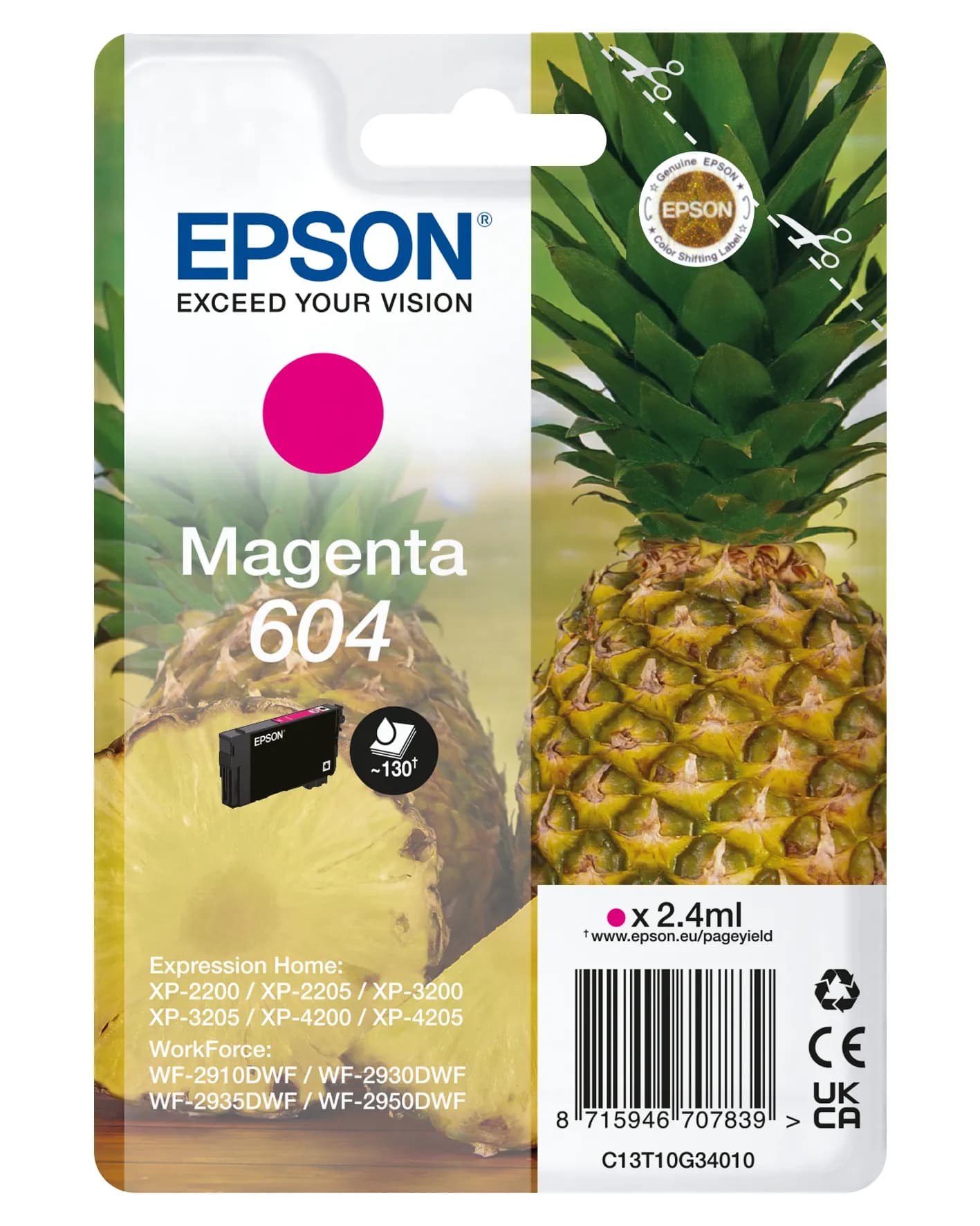 Epson 604 Pineapple-mustekasetti, 2.4 ml, magenta