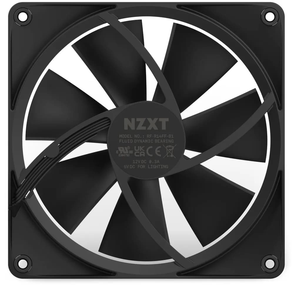 NZXT F140 PWM RGB -tuuletin, nestelaakeri, 140 mm, musta