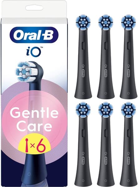 Oral-B iO Gentle Care 6 kpl -vaihtoharjaspäät, Musta