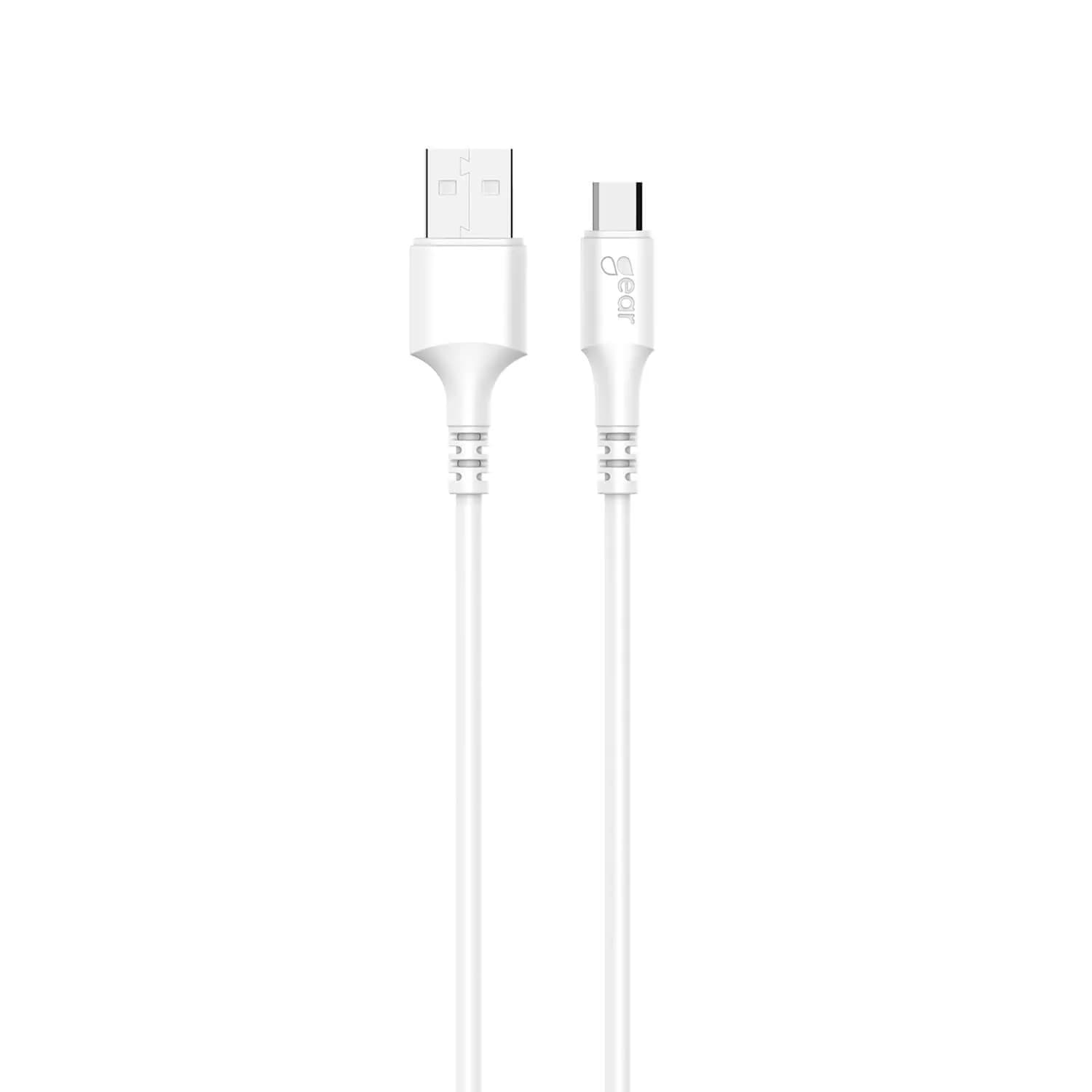 GEAR USB-A – Micro-USB B -kaapeli, 1 m, valkoinen
