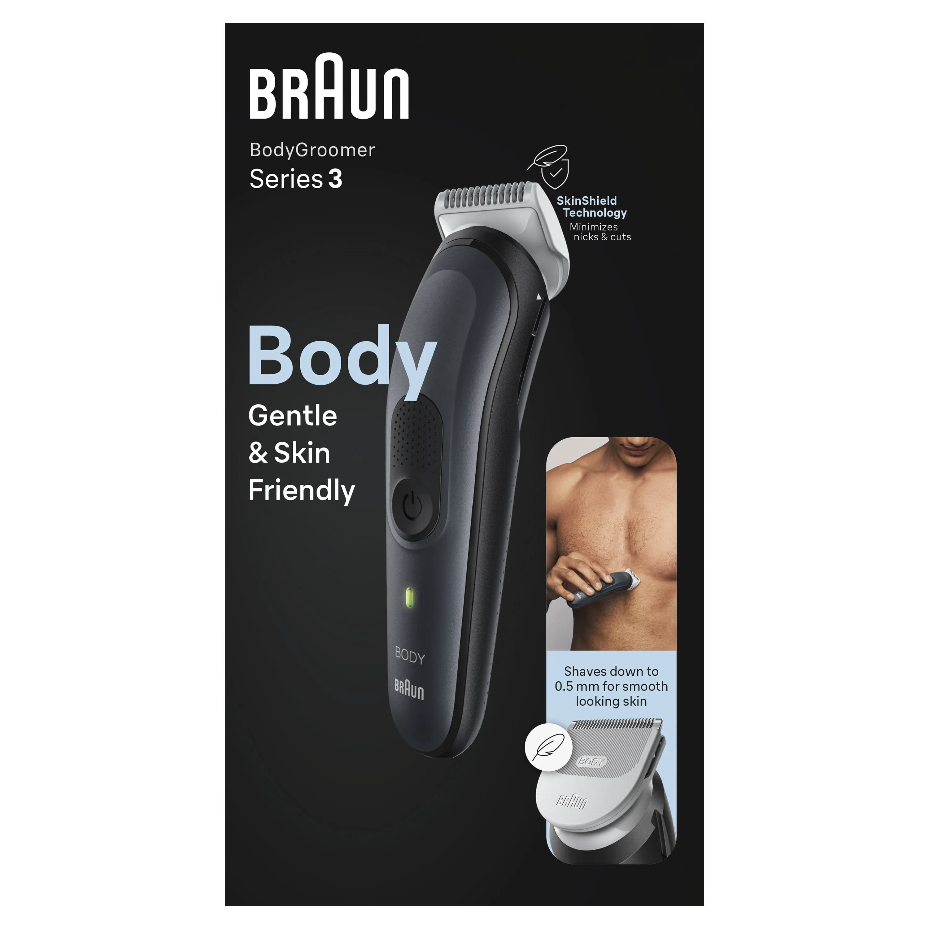 Braun Body Groomer 3 BG3340 -vartalotrimmeri, musta/harmaa