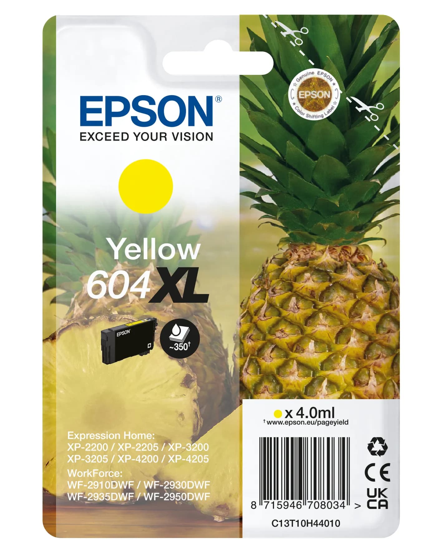 Epson 604XL -mustekasetti, 4 ml, keltainen