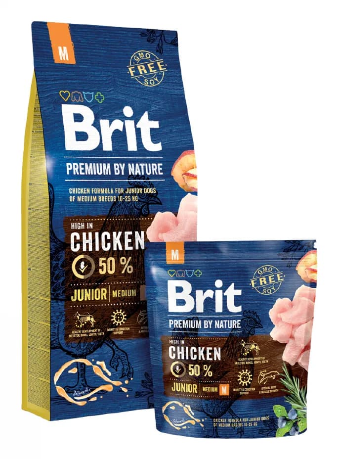 Brit Premium by Nature Junior Medium Chicken, Koiran kuivaruoka, 15 kg