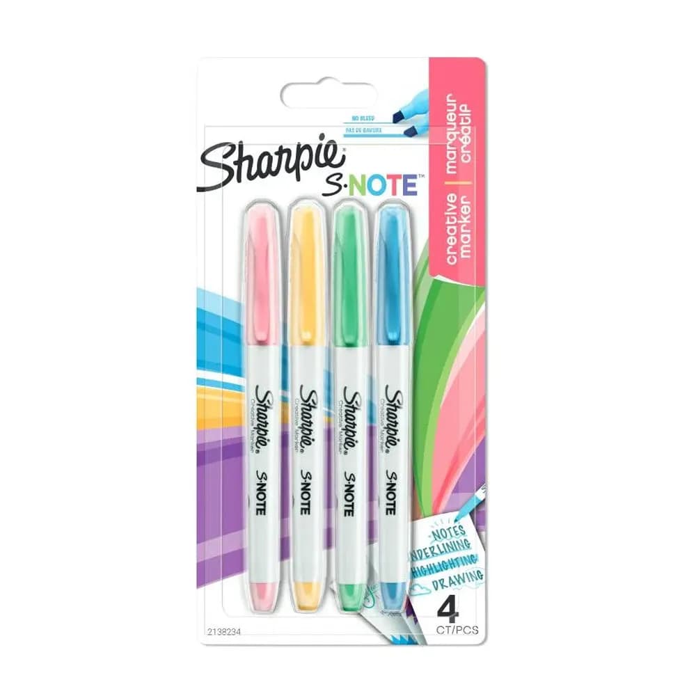 Sharpie S-Note Chisel 4-Blister, Ass.colors