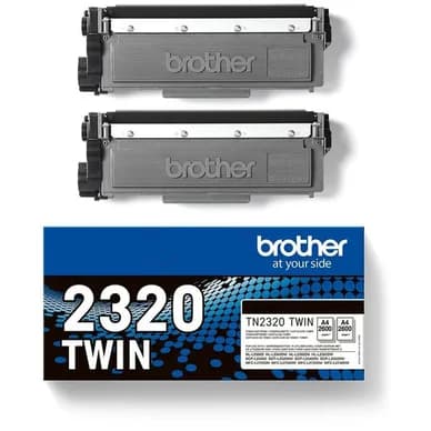Brother 2-pakkaus värikasetti musta 2.600 sivua TN2320TWIN Vastaa: N/A