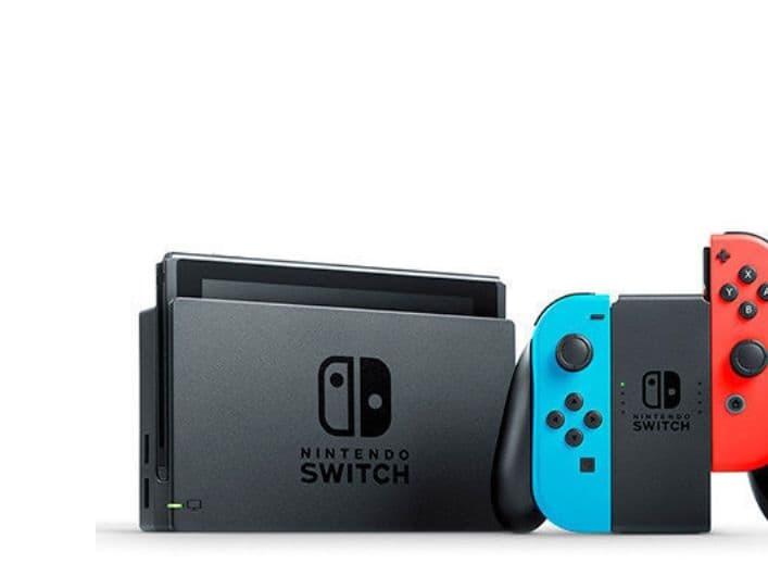 Nintendo Switch ja neonsininen ja neonpunainen Joy-Con - Spilkonsol - Full HD - sort, neonrød, neonblå