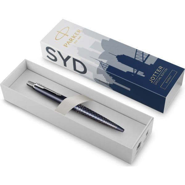 Parker 2198196, Clips, Clip-on sisäänvedettävä kuulakärkikynä, sininen, 1 kpl, Medium