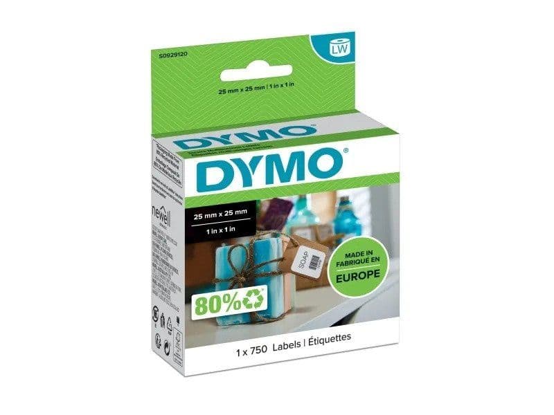 DYMO LW - Yleistarrat - 25 x 25 mm - S0929120, Valkoinen, Itse kiinnittyvä tulostintarra, Paperi, Irroitettava, Neliö, LabelWriter