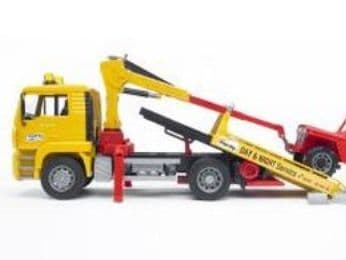 BRUDER Professional-sarja - MAN TGA - maastoajoneuvolla varustettu purkuauto