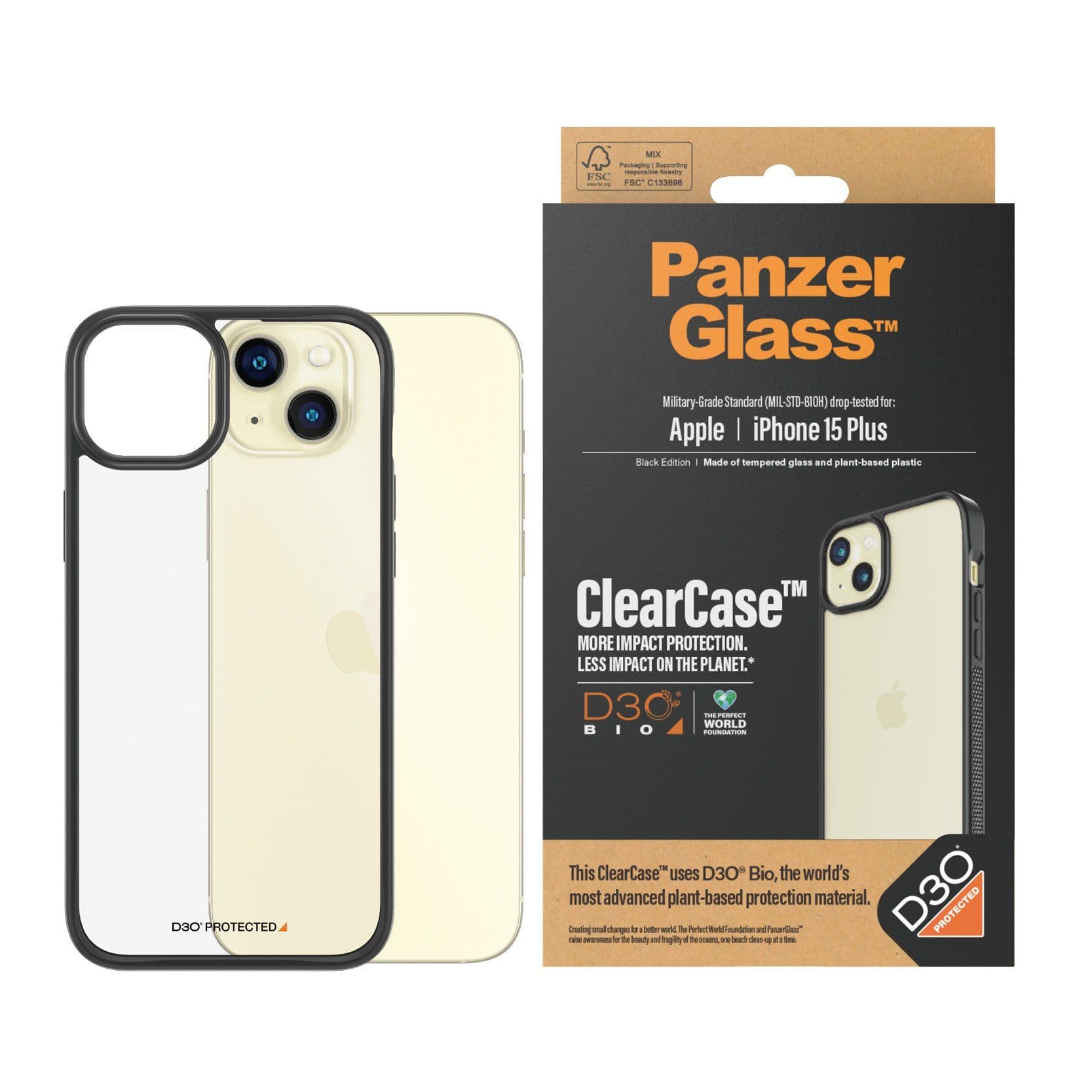 PanzerGlass™ | ClearCase - Takakuori matkapuhelimelle - Läpinäkyvä | Apple iPhone 15 Plus