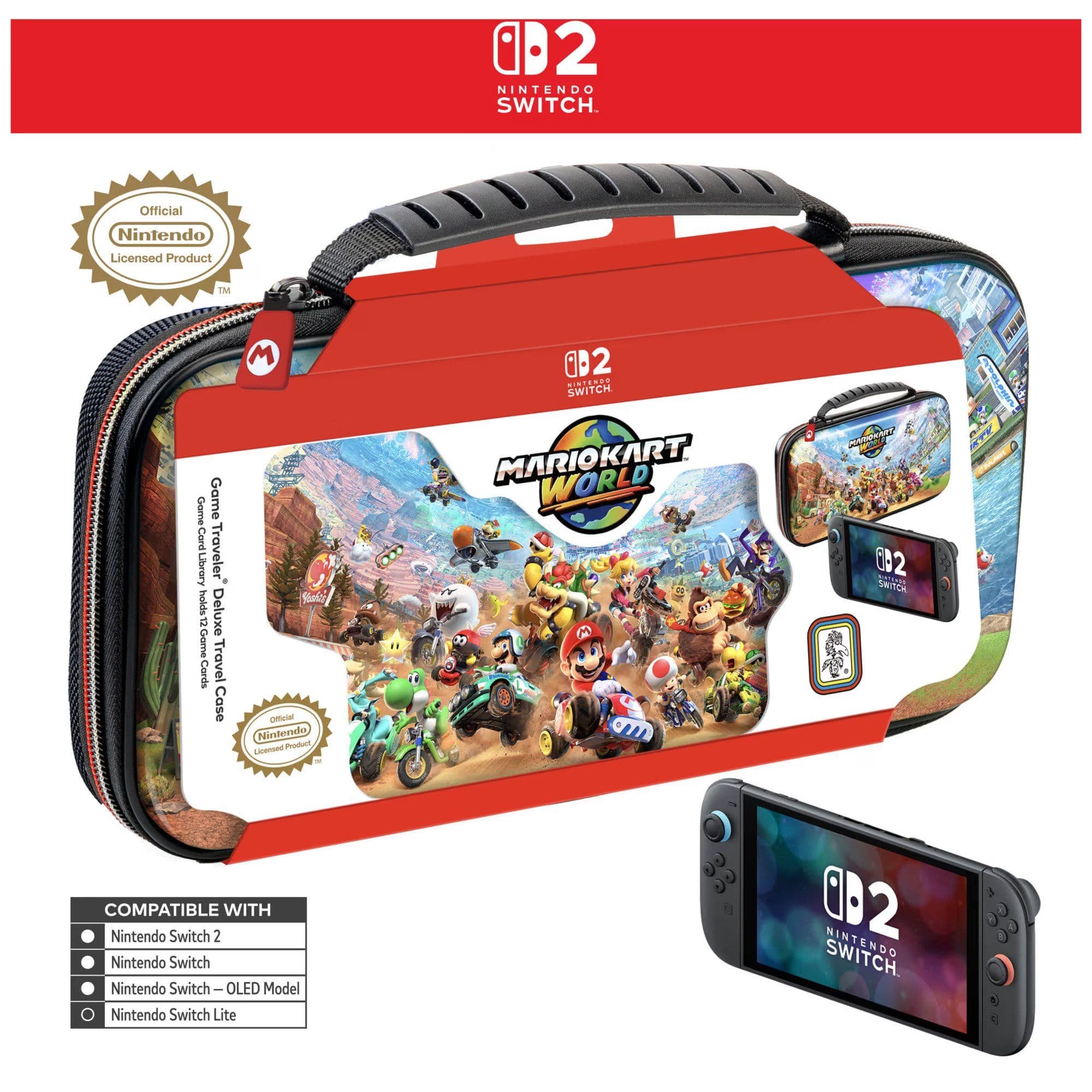 Nintendo Switch 2 Deluxe kelioninis dėklas Juodas Mario Kart World (suomeksi)