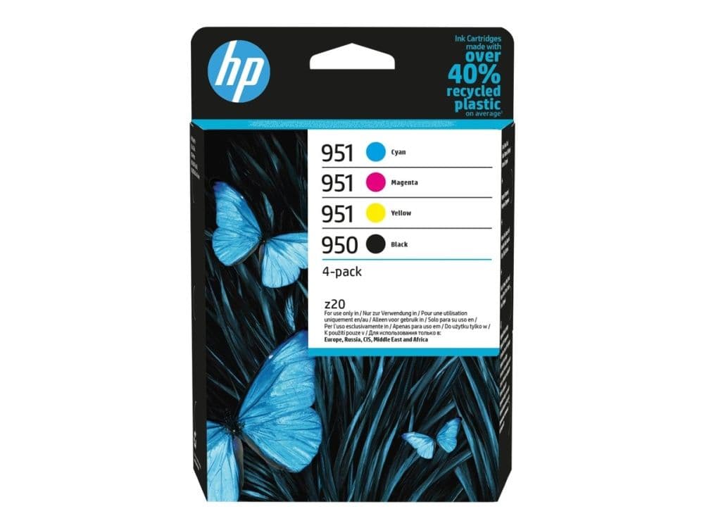 HP 950 musta / 951 syaani/magenta/keltainen alkuperäisten mustepatruunoiden 4 värin yhdistelmäpakkaus, Perusvärintuotto, Väriainepohjainen muste, Väriainepohjainen muste, 24 ml, 16,5 ml, 4 kpl