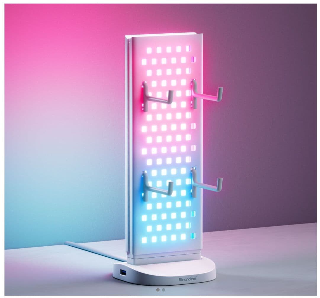 Nanoleaf Pegboard Desk Dock - Valaistu telakointiasema oheislaitteille (valkoinen)