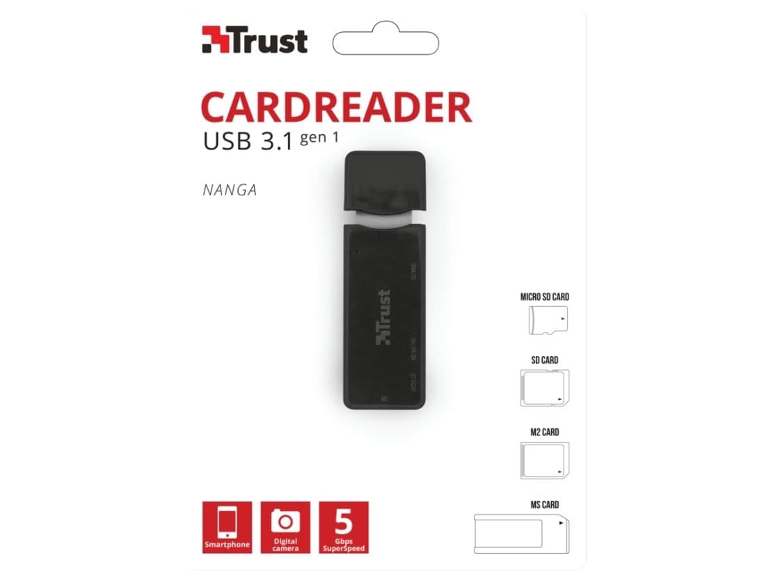 Trust NANGA - Kortinlukija (MS, SD, microSD, MS Micro) - USB 3.1 Gen 1