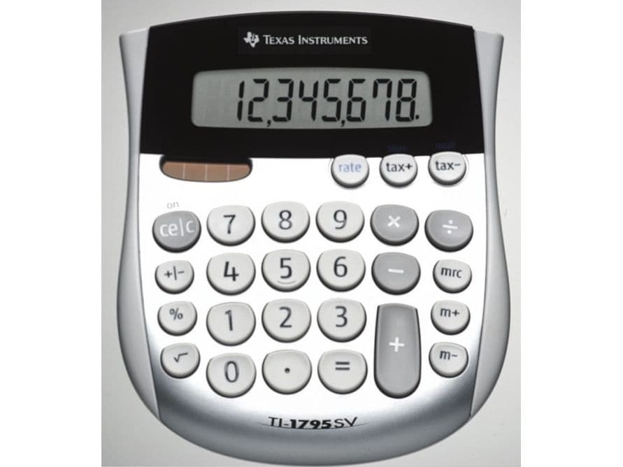 Texas Instruments TI-1795 SV 8-numeroinen laskin - aurinkopaneeli, paristo, pöytämalli