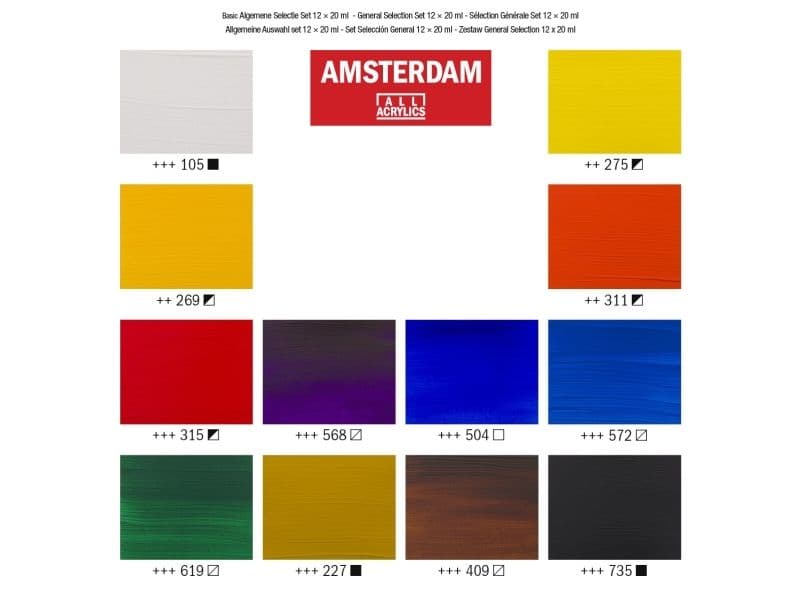 Amsterdam Standard Series Acrylics General Selection Set 12 × 20 ml