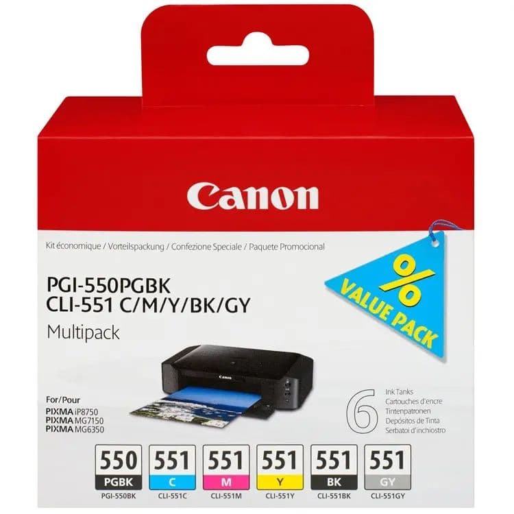 Canon 6496B005, Väriainepohjainen muste, Väripohjainen muste, 6 kpl, Monipakkaus