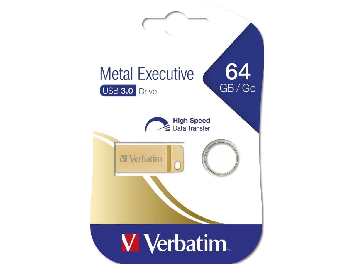 Verbatim Metal Executive, 64 GB, USB A-tyyppi, 3.2 Gen 1 (3.1 Gen 1), 80 MB/s, Ilman suojusta, Kulta