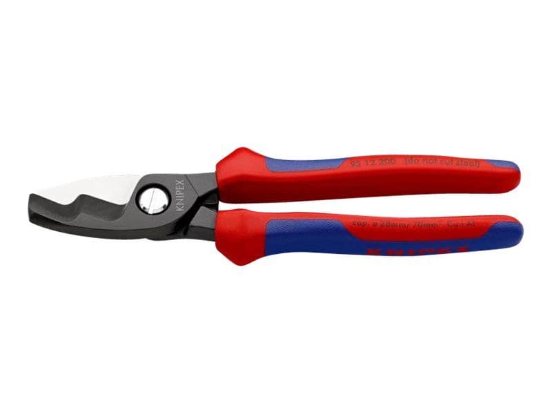 Knipex 95 12 200, Sivuleikkurit, Kolahduksenkestävä, Dielektrinen, Terästä, Muovi, Sininen, Punainen, 200 mm