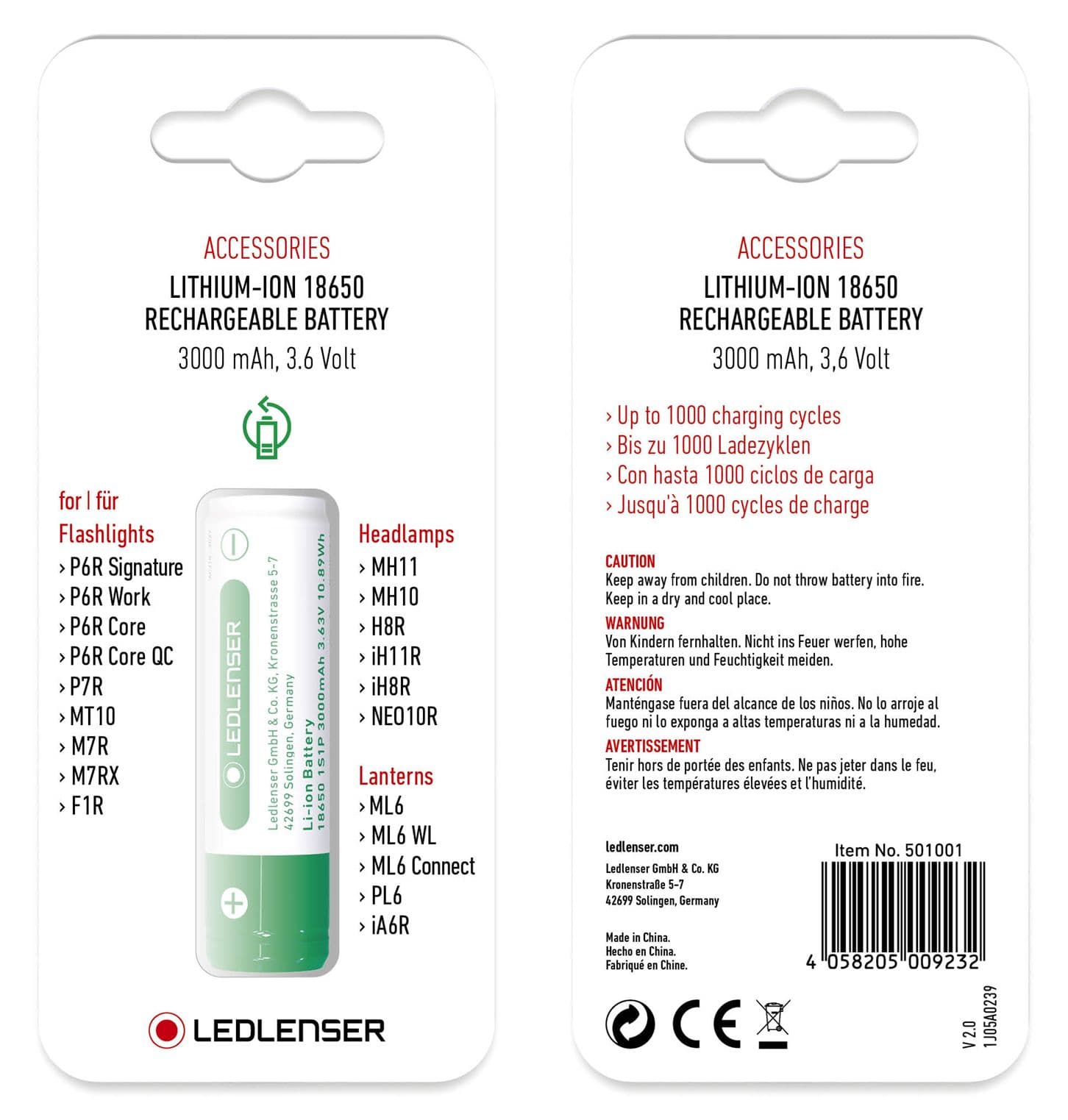 LEDLENSER 18650 Li-Ion ladattava akku - 3000 mAh