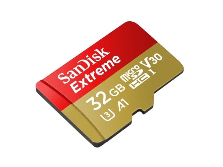 SanDisk Extreme - Flash-muistikortti (microSDHC-SD-sovitin sisältyy) - 32 GB - A1 / Video Class V30 / UHS-I U3 / Class10 - microSDHC UHS-I
