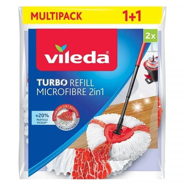 Vileda 4023103198227, Moppipää, Punainen, Valkoinen, Mikrokuitu, Polyamidi, Polyesteri, 2 kpl
